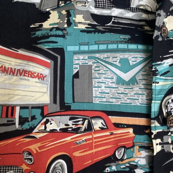 Reyn Spooner Shirt Short Sleeve Hawaiian Floral Tropical T Bird Theatre Car S - Picture 6 of 7